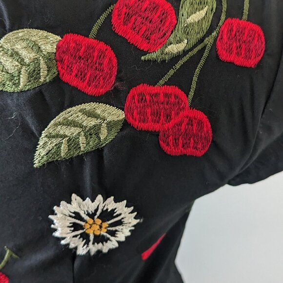 Vintage Vibes Embroidered Cherry Dress with pockets! - Picture 4 of 10
